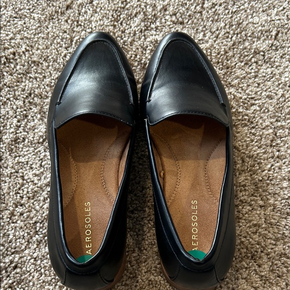 AEROSOLES Black Leather Women's Loafers - Picture 2 of 8
